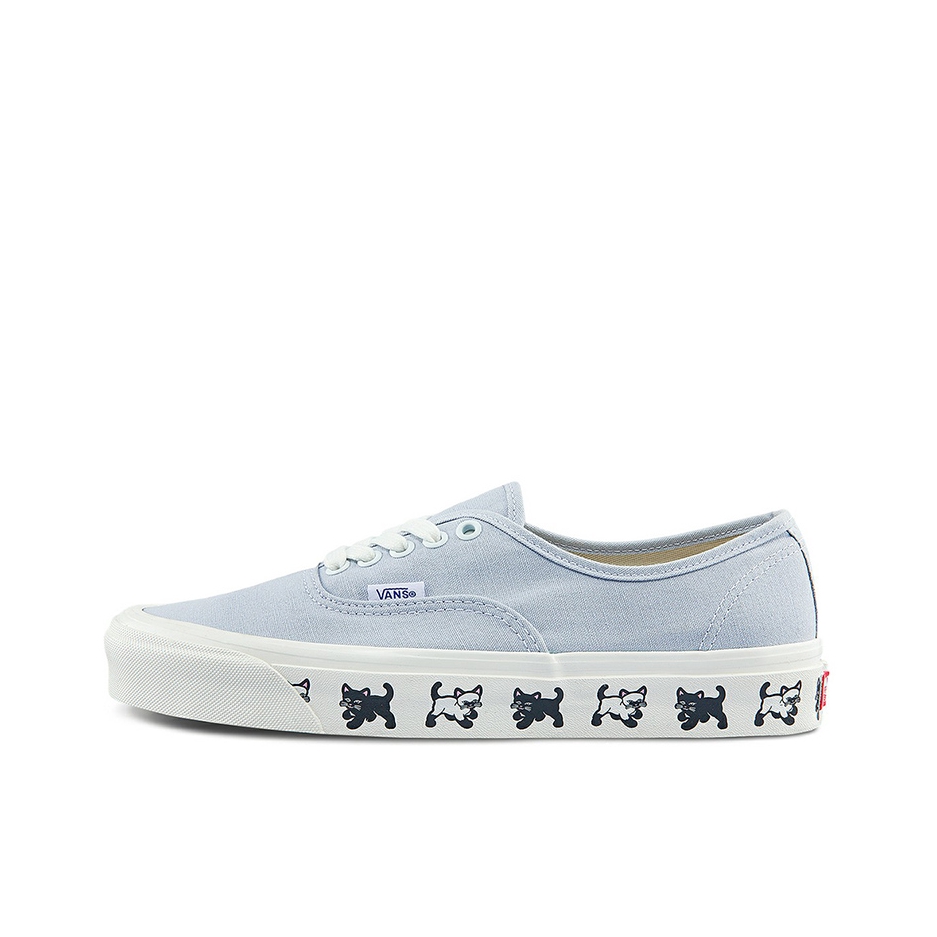 Vans/范斯 Authentic 潮流休闲 轻便舒适 防滑耐磨 百搭运动 复古 板鞋 海盐蓝/猫咪印花
