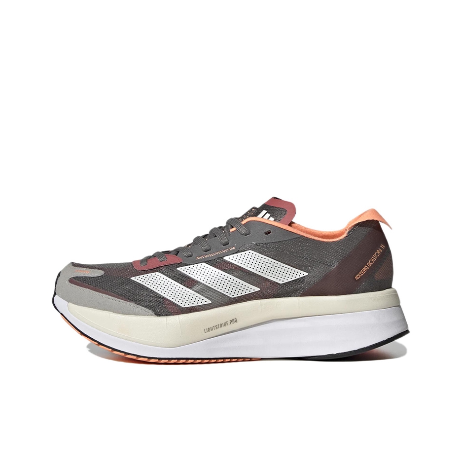 推荐商品：adidas Adizero Boston 11 跑鞋 碳板缓震防滑耐磨玻纤柱马拉松 灰色/橙色/白色