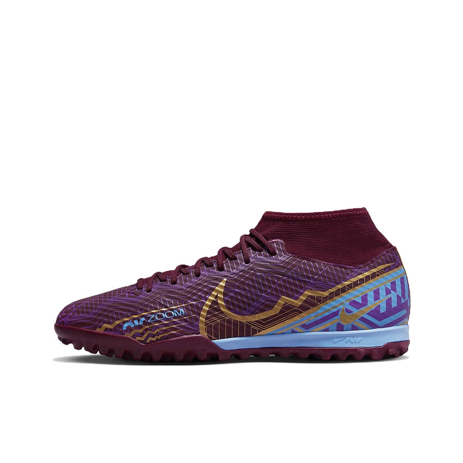 推荐商品：Nike Zoom Mercurial Superfly 9 Academy TF 中端 胶质碎钉 硬草地人造草地 圆头 足球鞋 紫红色