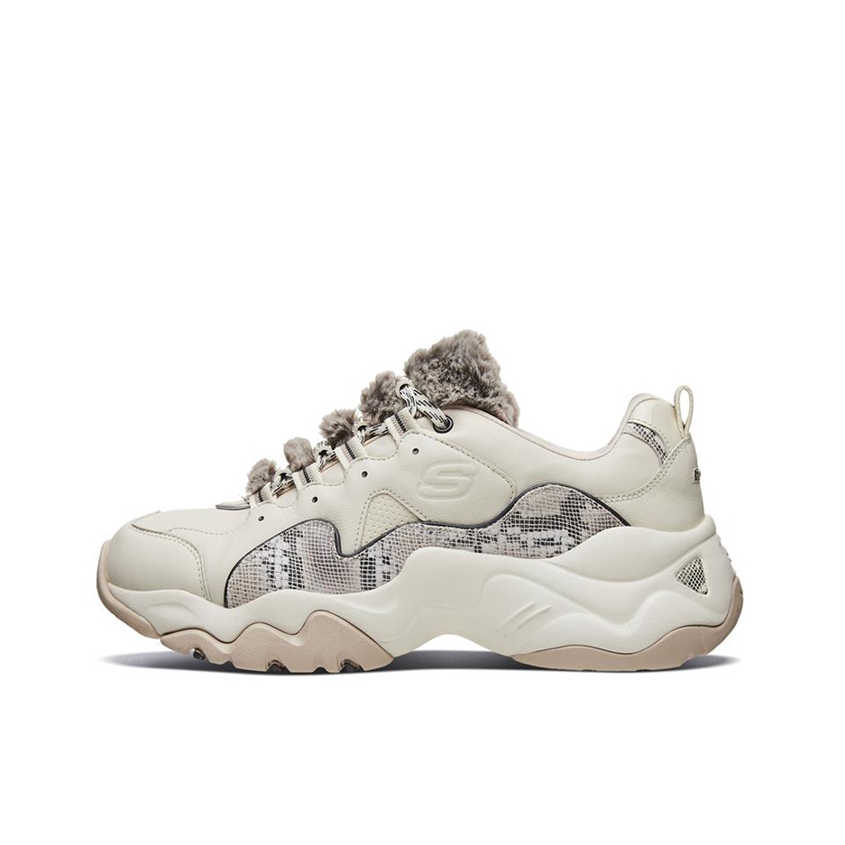 推荐商品：Skechers/斯凯奇  D'Lites 3.0  老爹鞋 熊猫鞋 复古厚底增高支撑 蛇纹/自然色