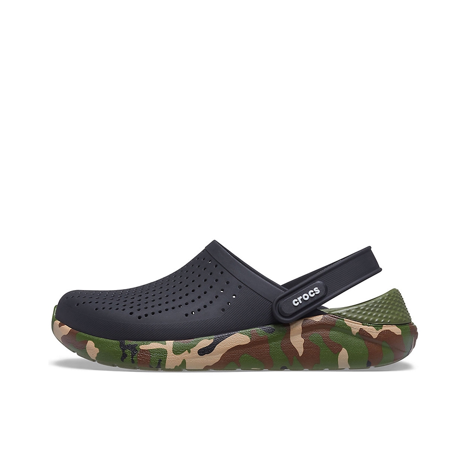 推荐商品：Crocs/卡骆驰 LiteRide Clog 防滑耐磨 舒适轻便 圆头 包头 沙滩 套脚 洞洞鞋 凉鞋 黑色/迷彩色