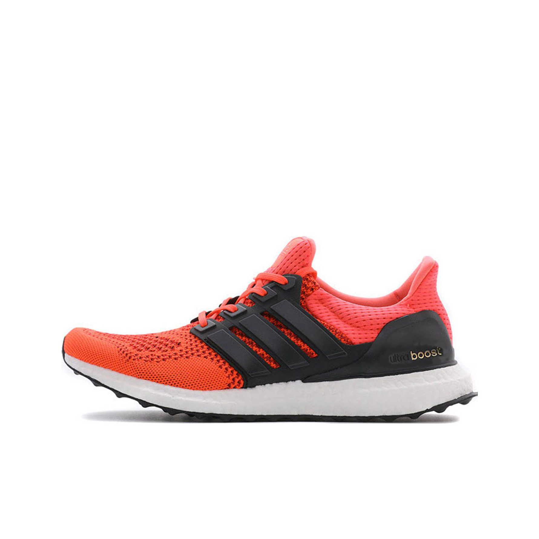 推荐商品：adidas Ultraboost 跑鞋 透气防滑耐磨缓震轻便休闲运动支撑织物减震防水抗扭转圆头 橙红/黑