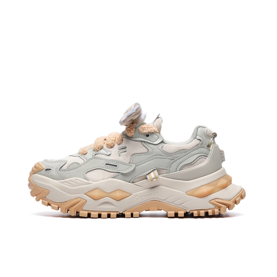 推荐商品：FILA/斐乐 Bianco 硬糖 厚底 防滑耐磨 减震透气 增高鞋 老爹鞋 鹈鹕色/桦树棕 