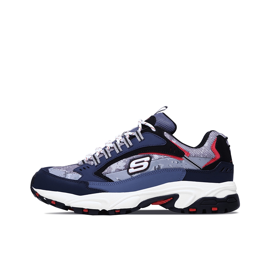 推荐商品：Skechers/斯凯奇 Stamina 防滑耐磨 舒适透气 厚底 减震回弹 轻便 复古百搭 支撑 增高鞋 Navy/Grey 海军蓝色/灰色