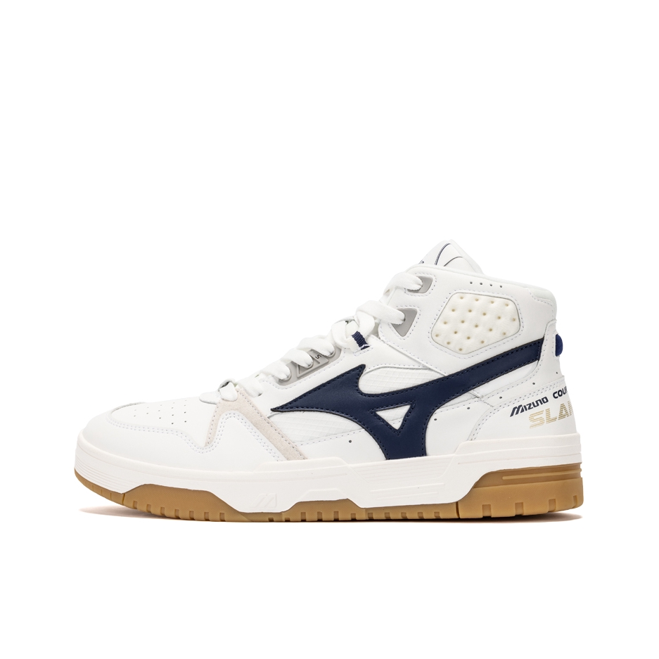 推荐商品：Mizuno/美津浓 Court Slam 防滑耐磨 舒适透气 休闲鞋 Hi/白色/深暗蓝