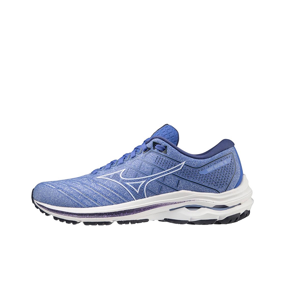 推荐商品：Mizuno/美津浓 Wave Inspire 18 稳定支撑 缓震回弹 舒适透气 织物 百塔 跑鞋 女款/蓝色/白色