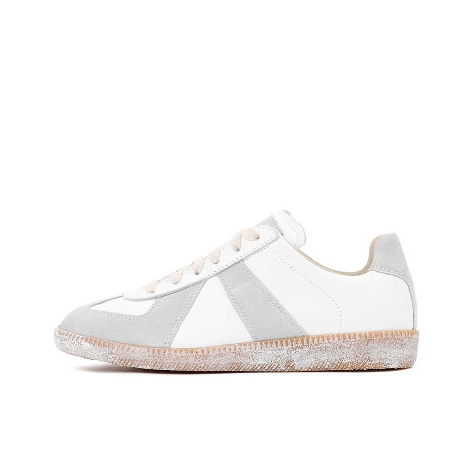推荐商品：Maison Margiela 梅森·马吉拉 Replica 板鞋 德训鞋 时尚复古简约圆头牛皮拼接 女款/灰色/米色