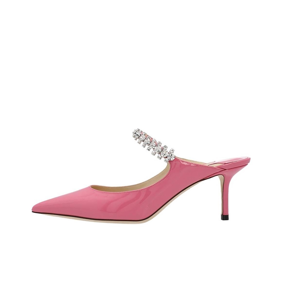 推荐商品：Jimmy Choo Bing 65 气质优雅 时尚潮流 舒适百搭 尖头包头 绑带 露跟细跟 玛丽珍 套脚 饰带高跟鞋 糖果粉