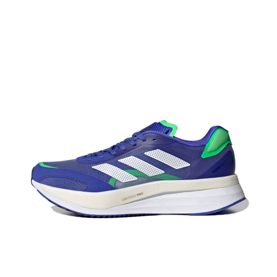 推荐商品：adidas Adizero Boston 10 跑鞋 玻纤柱马拉松耐穿支撑训练 蓝色