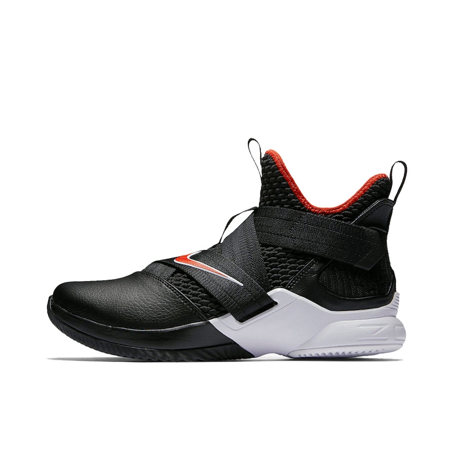 推荐商品：Nike LeBron Soldier 12 士兵12 防滑耐磨 舒适支撑 轻便缓震 圆头 织物 实战 合成革 篮球鞋 Bred 黑红
