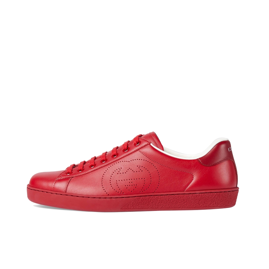 推荐商品：Gucci Ace 板鞋 刺绣时尚百搭舒适轻便休闲复古牛皮运动圆头 双G印花/红色
