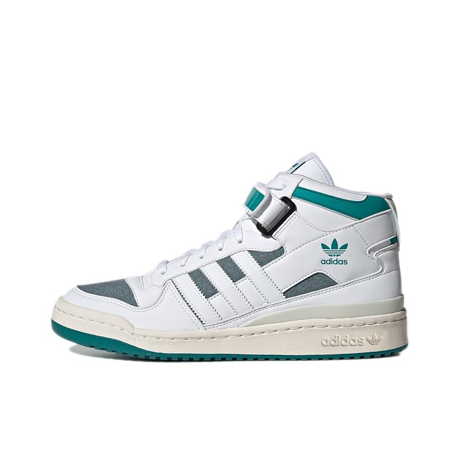 推荐商品：adidas Originals Forum 板鞋 轻便复古防滑时尚魔术贴篮球风薄底包裹性 中帮/白色/绿色