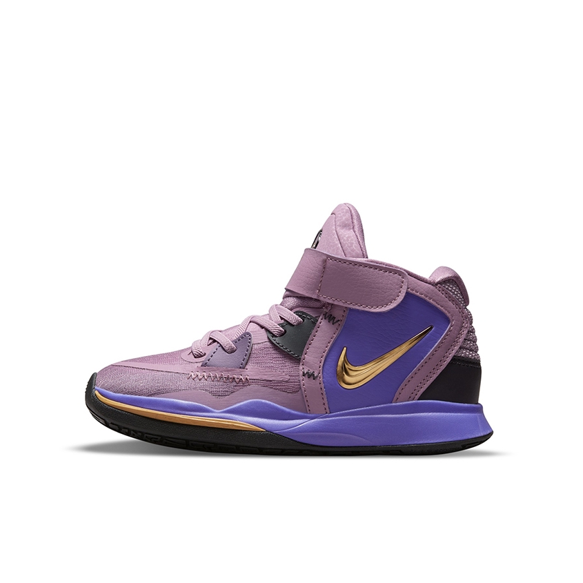 推荐商品：Nike Kyrie 8 infinity 欧文8 魔术贴 舒适轻便 防滑耐磨 实战减震 儿童篮球鞋 小童/紫色/金色/黑色