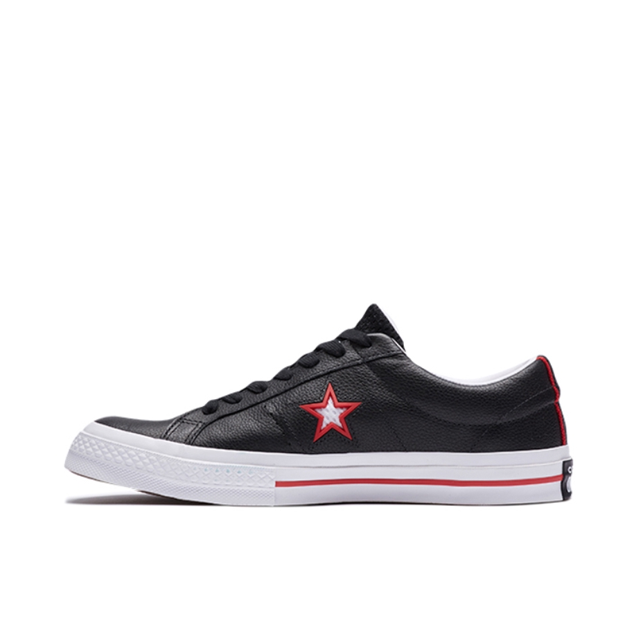 推荐商品：Converse/匡威 One Star 翻毛皮 防滑 复古 星星鞋 板鞋 Ox Black Red White 黑红皮革