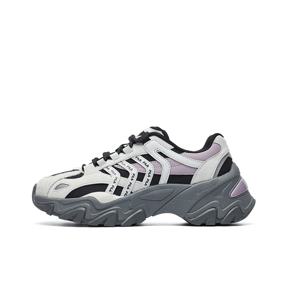 推荐商品：FILA/斐乐 鱼刺2.0 防滑耐磨 舒适轻便 厚底增高 织物 合成革 包裹性 圆头 复古 老爹鞋 F12W134159F 女款/灰色/黑色