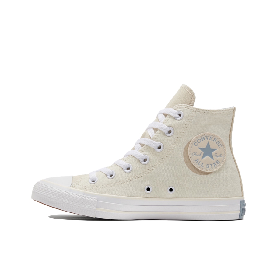 推荐商品：Converse/匡威 Chuck Taylor All Star 帆布鞋 常青款轻便防滑耐磨百搭复古圆头减震贴合高帮 米黄/浅灰绿