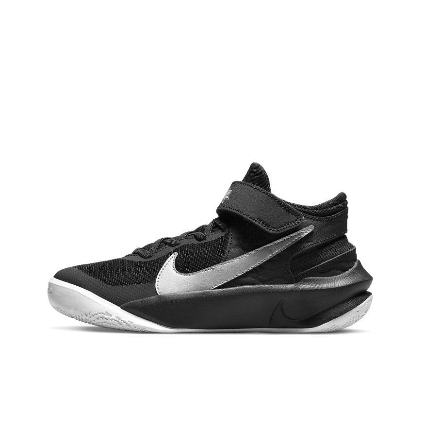 推荐商品：Nike Team Hustle D 10 Flyease 易穿脱 防滑耐磨 减震透气 实战 训练 织物 合成革 舒适百搭 魔术贴 篮球鞋 GS/黑色