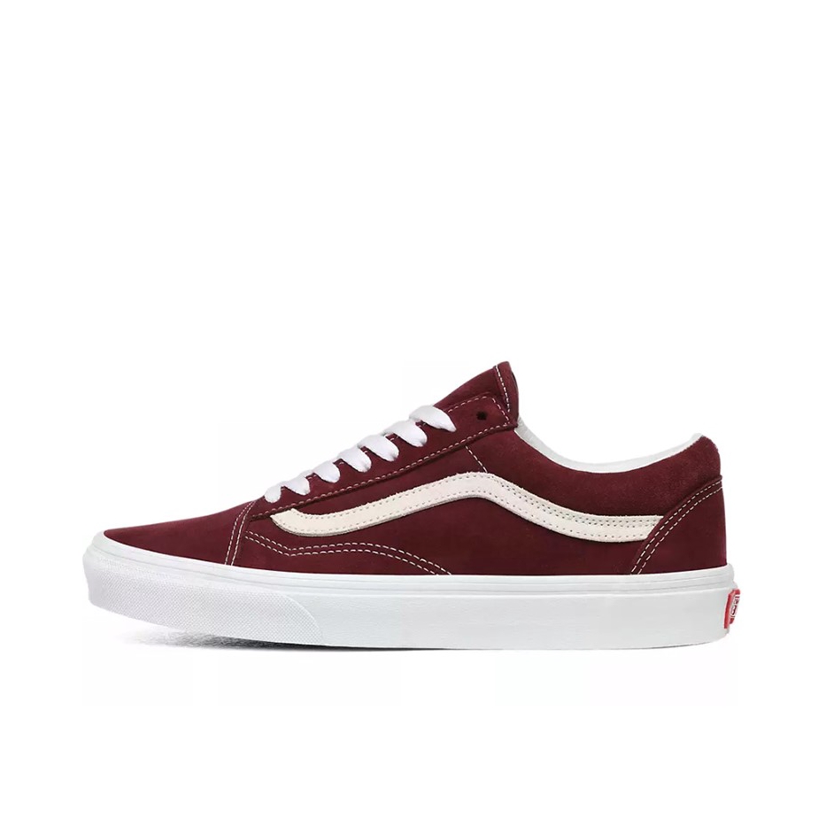 推荐商品：Vans/范斯 Old Skool 滑板鞋 板鞋 轻便防滑复古舒适经典 酒红色/白色