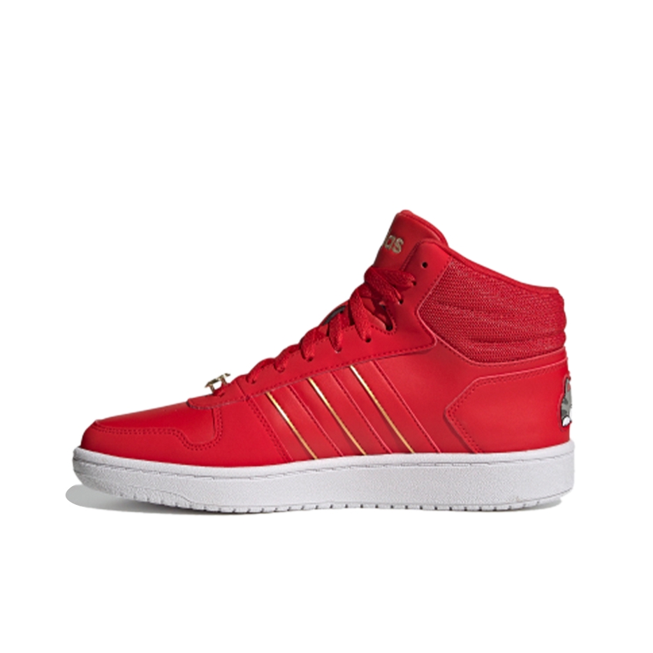 推荐商品：adidas Hoops 2.0 板鞋 简约百搭复古透气轻便舒适防滑耐磨圆头轻运动 吾皇万睡联名/红色/金色