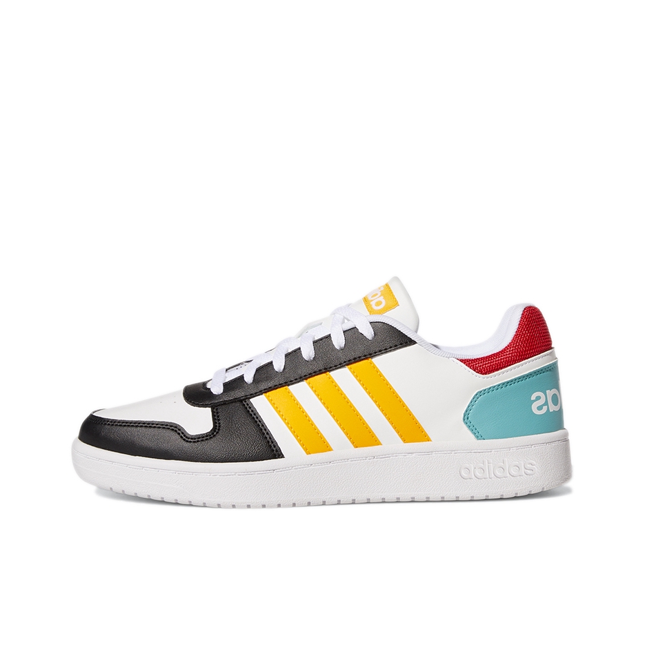 推荐商品：adidas Hoops 2.0 板鞋 简约百搭复古透气轻便舒适防滑耐磨圆头轻运动 黄色/黑色/白色