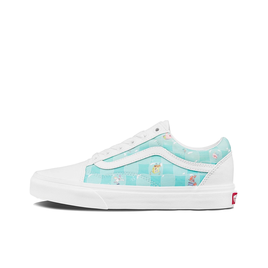 推荐商品：Vans/范斯 Old Skool 滑板鞋 板鞋 轻便防滑复古舒适经典 海绵宝宝联名/蓝色/白色