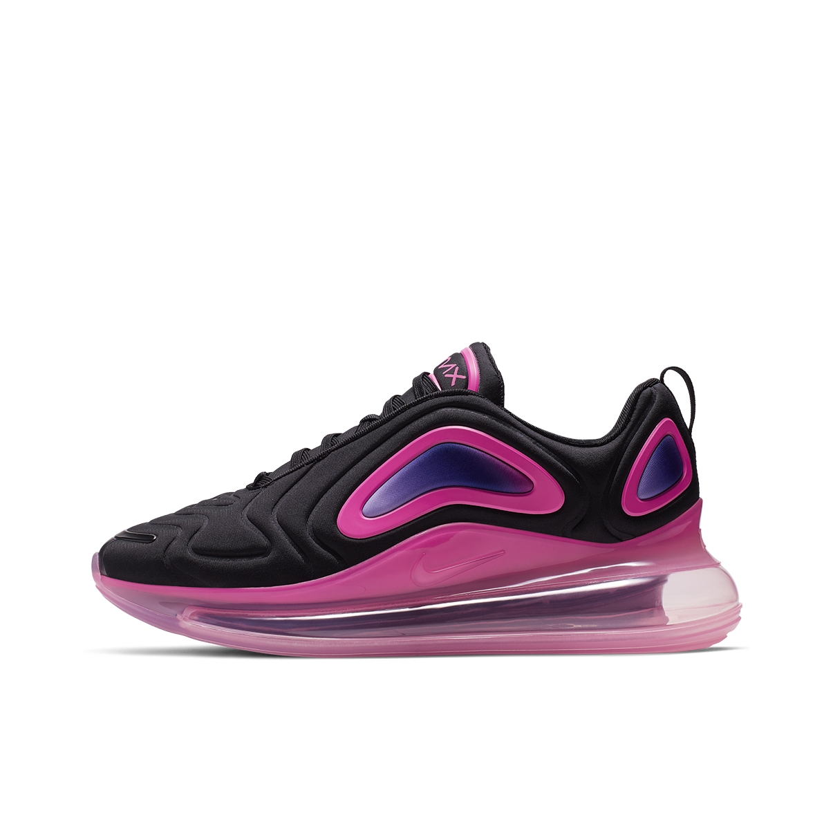 推荐商品：Nike Air Max 720 全掌气垫 缓震回弹 耐磨 舒适透气 轻便 复古 跑鞋 Black/Laser Pink 男款/黑色/粉色