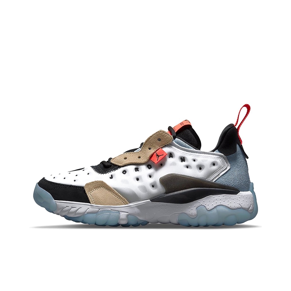 推荐商品：Jordan Brand Delta 2 运动休闲鞋 缓震防滑耐磨潮流透气舒适织物网布绒面革 男款/白色/闪电深红/金属银