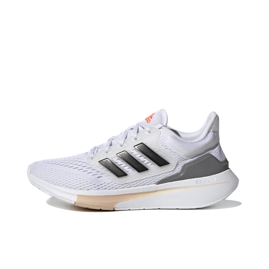 推荐商品：adidas EQ21 Run 跑鞋 减震防滑耐磨透气网面随心畅跑稳定轻质包裹性 白色/黑色/浅橙