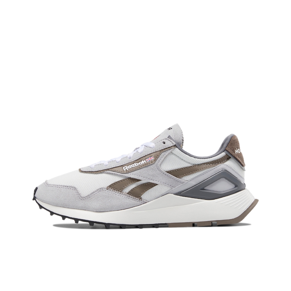 推荐商品：Reebok/锐步 Classic Leather Legacy AZ 跑鞋 复古休闲防滑耐磨舒适透气织物运动圆头减震轻便 灰色/棕色