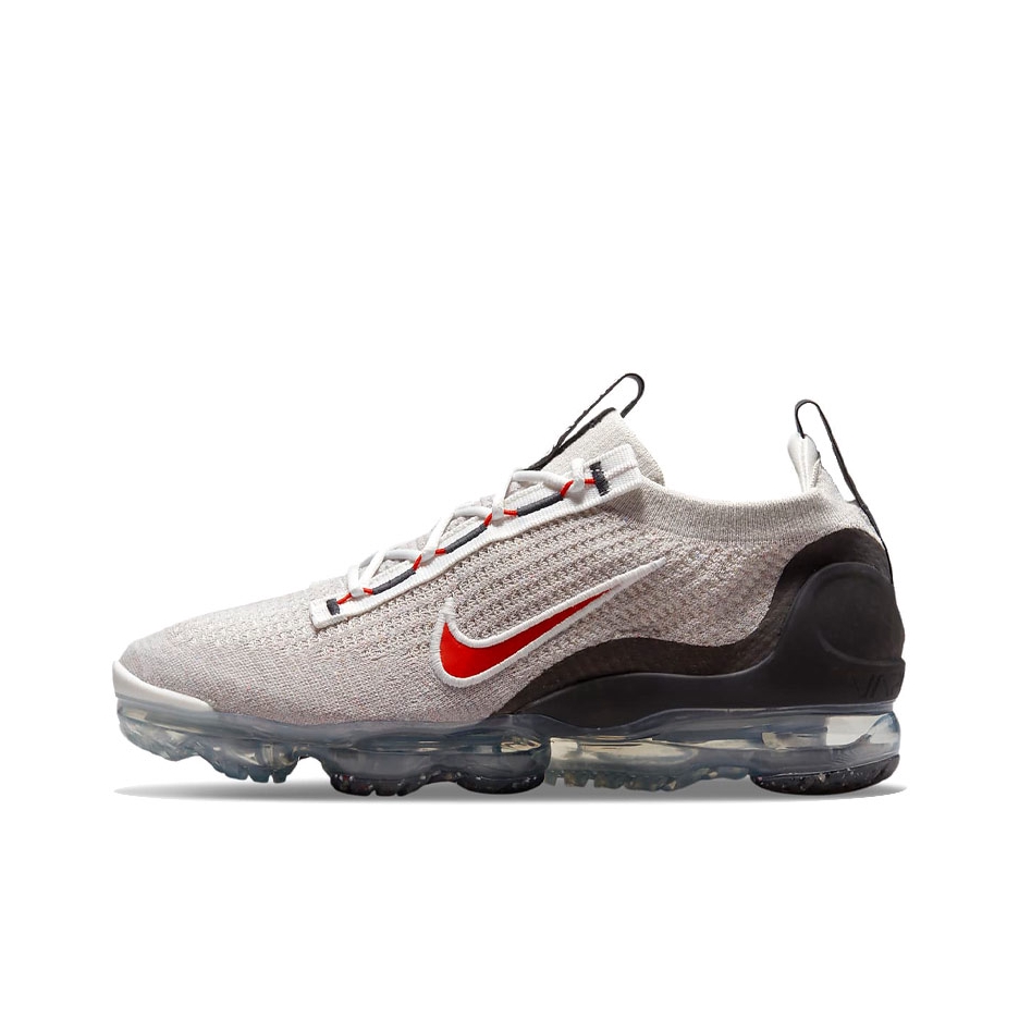 推荐商品：Nike Vapormax Flyknit 2021 跑鞋 全掌气垫减震回弹防滑耐磨舒适透气织物休闲运动 黑色/灰色/红色