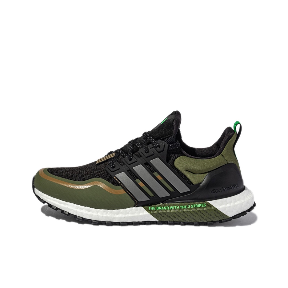 推荐商品：adidas Ultraboost 5.0 DNA 跑鞋 缓震织物防滑减震支撑抗扭转轻运动平跟 绿色/黑色