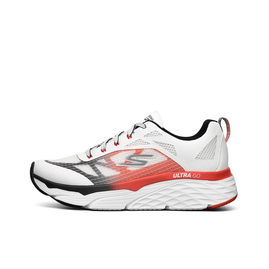 推荐商品：Skechers/斯凯奇 Max Cushioning Elite 防滑耐磨 缓震回弹 舒适轻便 网面透气 厚底 跑鞋 白色/红色/黑色