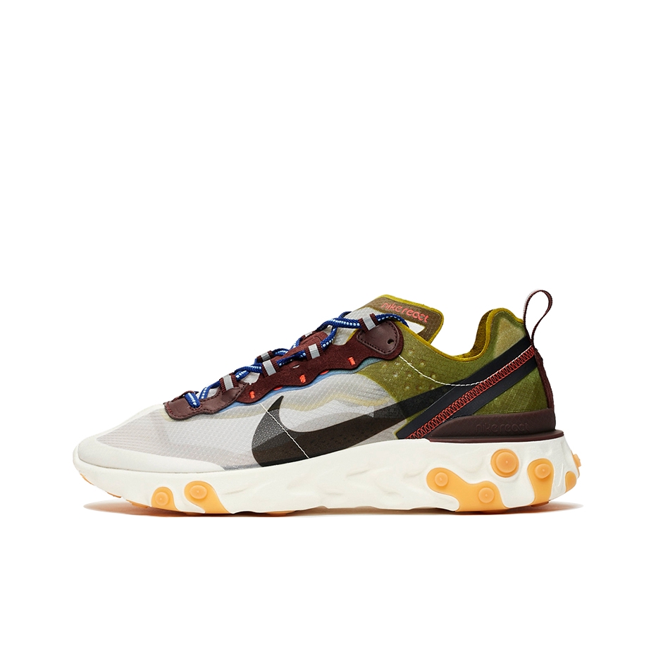 推荐商品：Nike React Element 87 跑鞋 时尚潮流缓震防滑耐磨轻便织物运动 Moss 苔藓黑