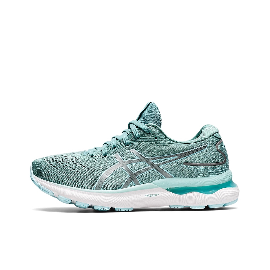 推荐商品：Asics/亚瑟士 Gel-Nimbus 24 跑鞋 圆头包裹轻便缓震透气稳定支撑回弹复古碳板织物夜跑 女款/D宽/薄荷绿 