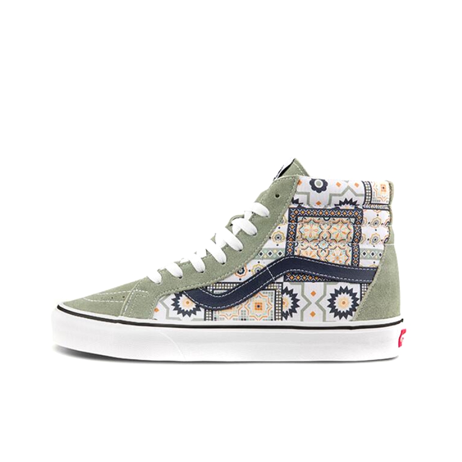 推荐商品：Vans/范斯 SK8-Hi 板鞋 潮流经典拼接复古街头厚底 浅灰/白色