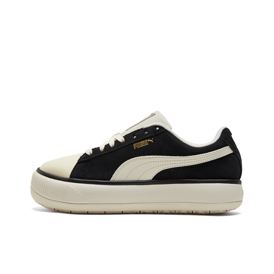 推荐商品：Puma/彪马 Suede Mayu Up 运动休闲鞋 防滑耐磨轻便透气复古厚底圆头 黑色-象牙白-金色