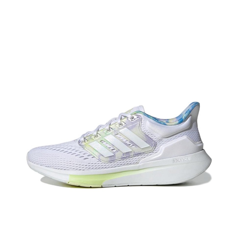 推荐商品：adidas EQ21 Run 跑鞋 减震防滑耐磨透气网面随心畅跑稳定轻质包裹性 白色/青色