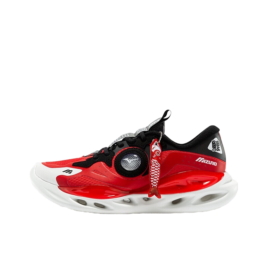 推荐商品：Mizuno/美津浓 Koi 城市系列 缓震耐磨 防滑透气 运动 织物 跑鞋 红色/黑色