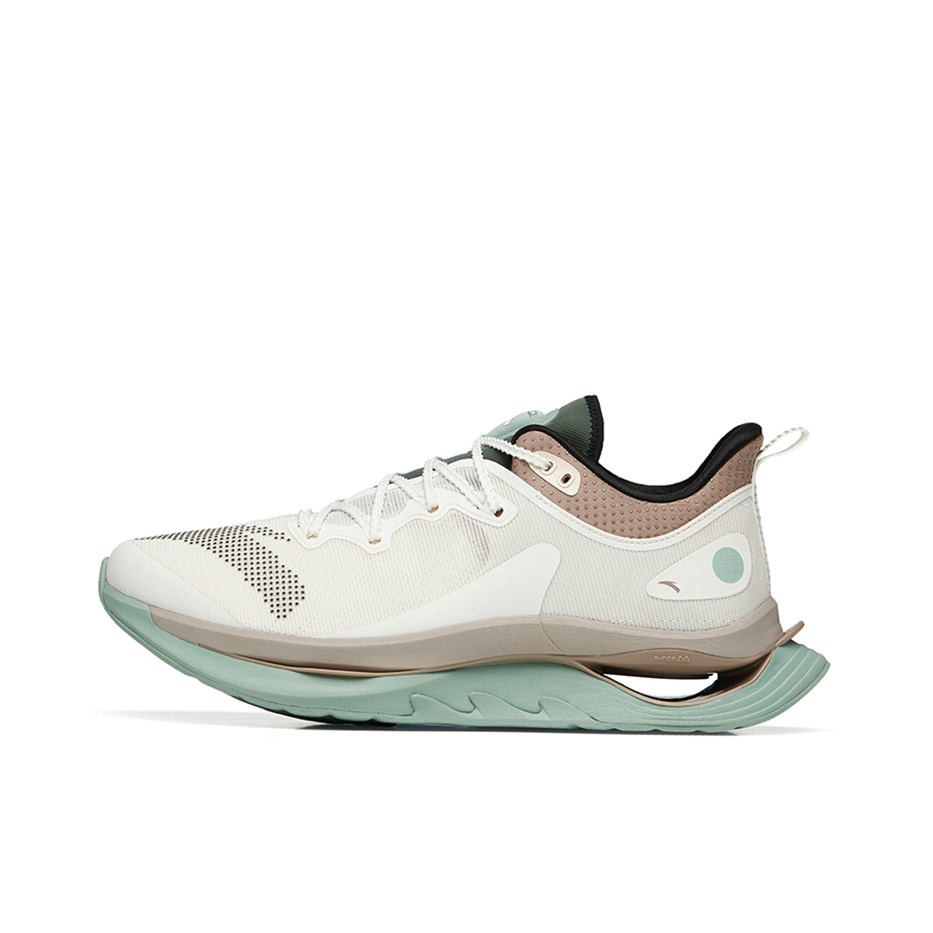 推荐商品：安踏 星火 跑鞋 氮科技减震防滑耐磨舒适透气回弹软底训练运动合成革织物 象牙白/甘草灰绿