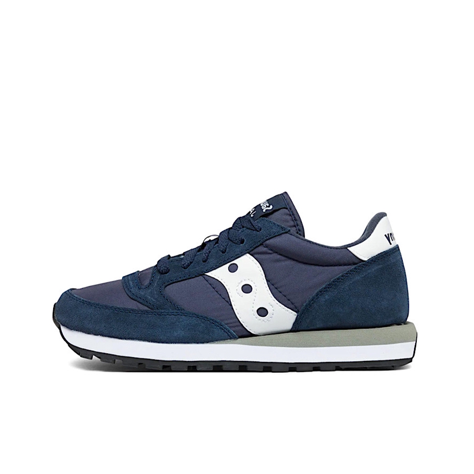推荐商品：Saucony/索康尼 Jazz Original 爵士 减震回弹 舒适透气 防滑耐磨 合成革 支撑 复古简约 织物 低帮 跑鞋 Black/Blue 深蓝黑