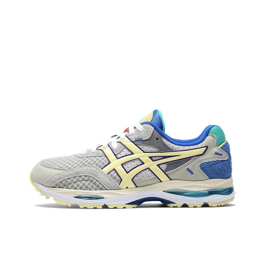 推荐商品：Asics/亚瑟士 Gel-MC Plus 跑鞋 防滑耐磨网面透气舒适减震织物合成革复古百搭潮流 Bodega联名/灰色/蓝色/淡黄
