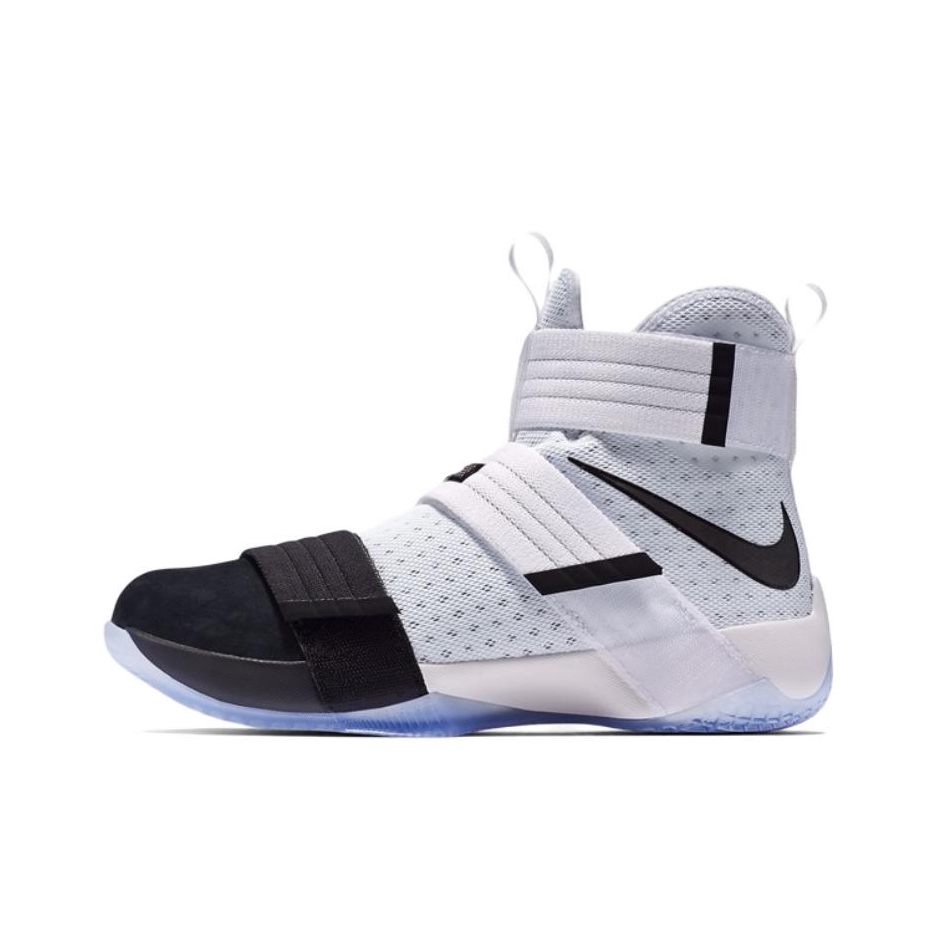 推荐商品：Nike LeBron Soldier 10 魔术贴 减震回弹 防滑耐磨 舒适轻便 包裹性 圆头 实战 篮球鞋 Black Toe 黑/白色