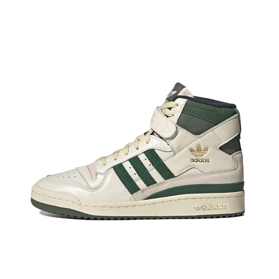 推荐商品：adidas Originals Forum 板鞋 轻便复古防滑时尚魔术贴篮球风薄底包裹性 高帮/米白/绿色