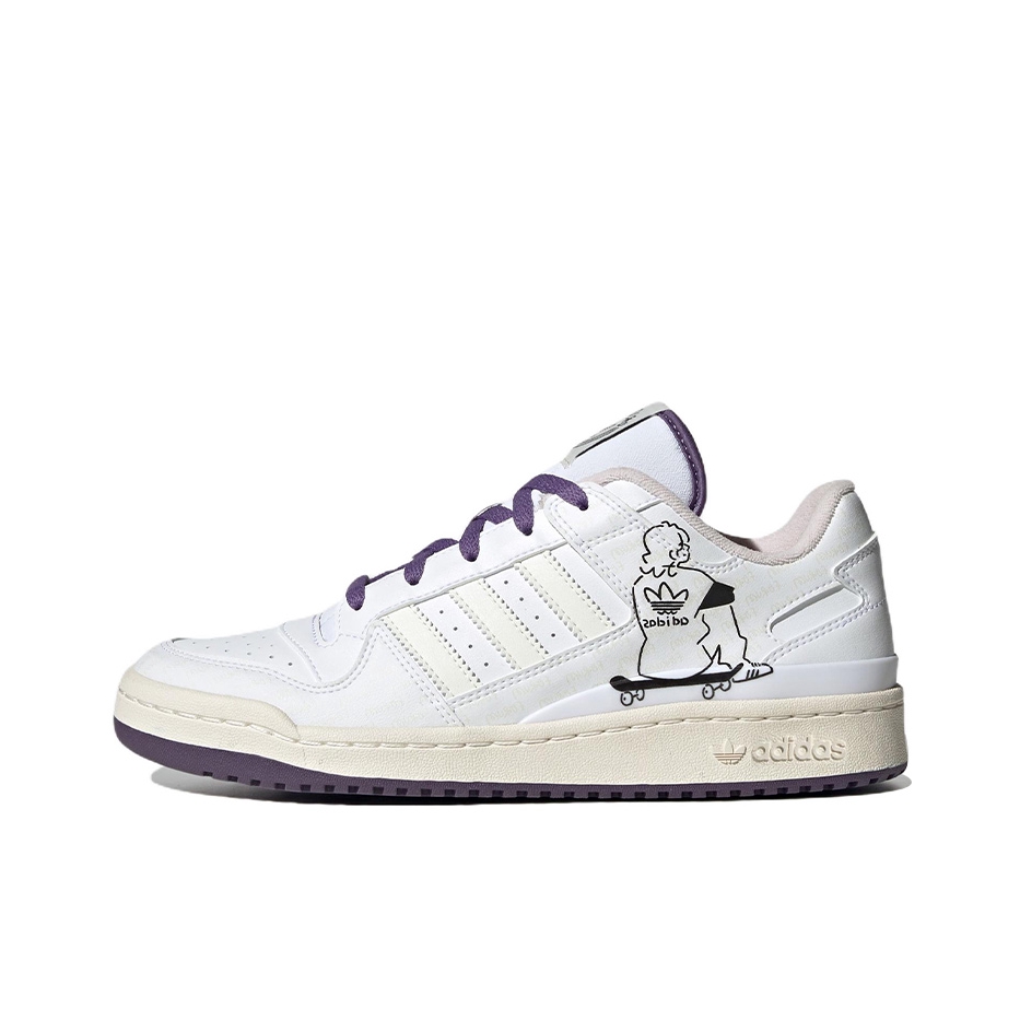 推荐商品：adidas Originals Forum 板鞋 轻便复古防滑时尚魔术贴篮球风薄底包裹性 米白/紫色