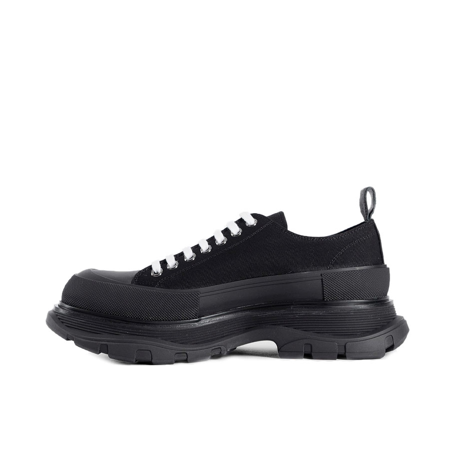 推荐商品：Alexander McQueen/亚历山大麦昆 Tread Slick 潮流 增高 厚底 织物 圆头牛皮 运动休闲鞋 碳黑/白色