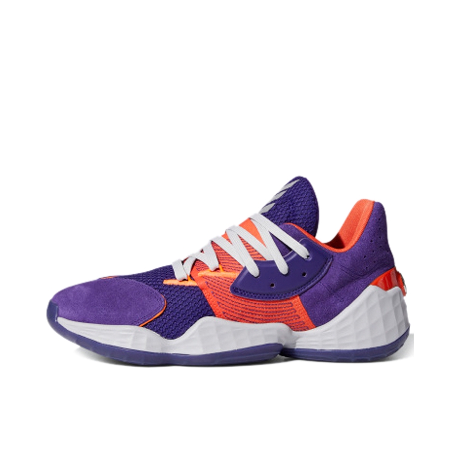 推荐商品：adidas Harden Vol. 4 哈登4代 篮球鞋 防滑耐磨缓震实战 紫橙/荧光红
