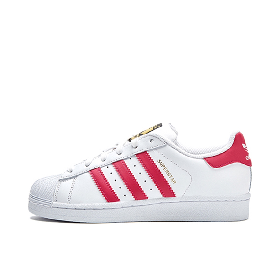 推荐商品：【宋雨琦同款】 adidas Originals Superstar 板鞋 轻便贝壳头薄底舒适百搭耐磨复古 White/Burgundy/Gold 玫红金标