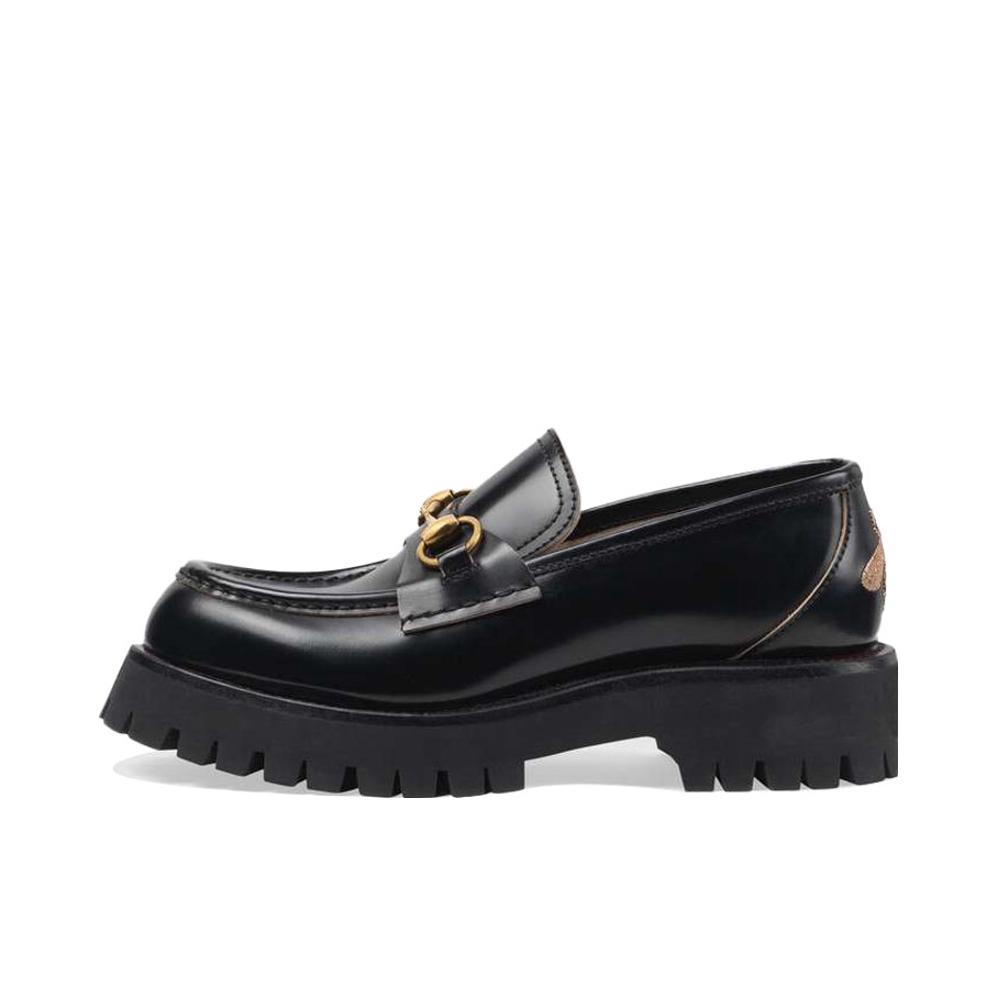推荐商品：Gucci 古驰 沟纹鞋底 套穿 马衔扣 时尚休闲 乐福鞋 577236 DS800 1000 黑色