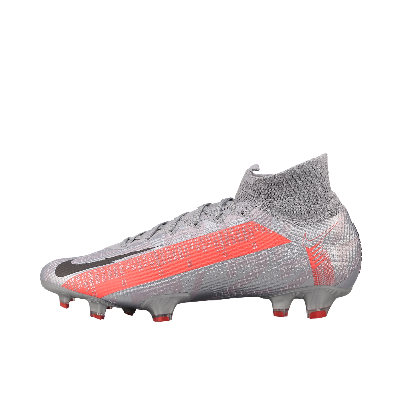 推荐商品：Nike Mercurial Superfly 7 Elite FG 顶级 胶质长钉 天然草地 防滑耐磨透气 足球鞋 FG/银灰色/橙色
