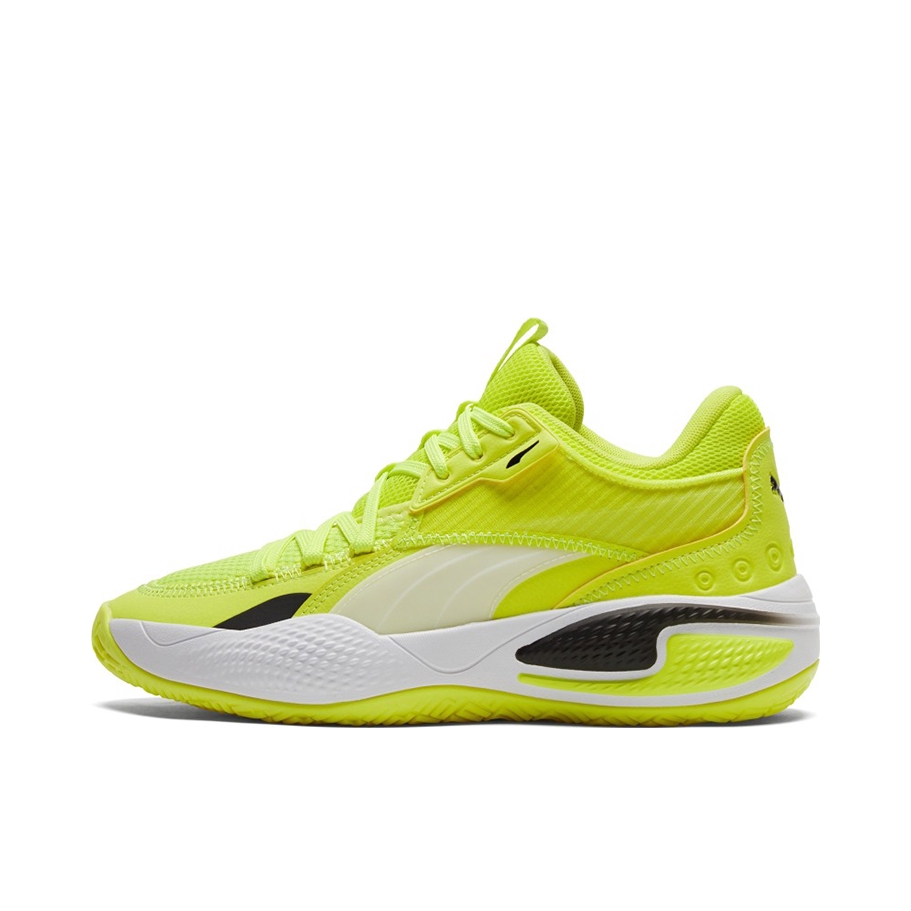 推荐商品：【赵继伟同款】Puma/彪马 Court Rider 1.0 RIDER FOAM中底 合成革 缓震支撑 防滑耐磨 包裹性 篮球鞋 荧光绿